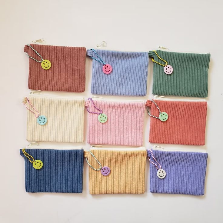 corduroy zipper pouch mini coin purse with keychain etsy
